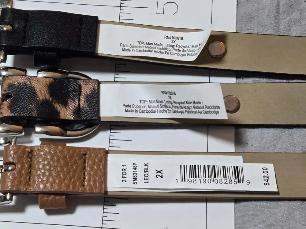 Steve Madden Women's 3-For-1 Belt Set Brown Leopard Black Size 2X